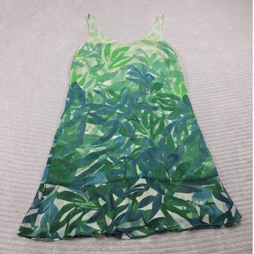 Cabi Dress Womens Medium Castaway Sleeveless Lightweight Leaf Print Tropical